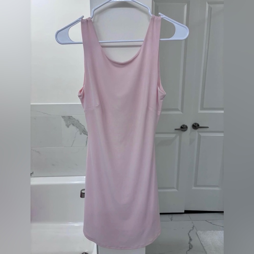 Simple Sleeveless Pink Bodycon Dress Backless